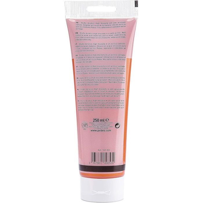 Peinture Acrylique - PEBEO - Studio High Vicosity - 250 Ml - Dyna Orange Jaune Iridescent - Satiné