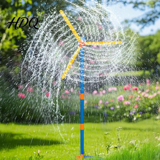Schnellkupplungs-Schlauchsprinkler 55" Windmühlen-Wasser für Kinder 360 Grad drehendes Spritzspielzeug mit werkzeugloser Montage 3 Flügel Außenbereich Hinterhof