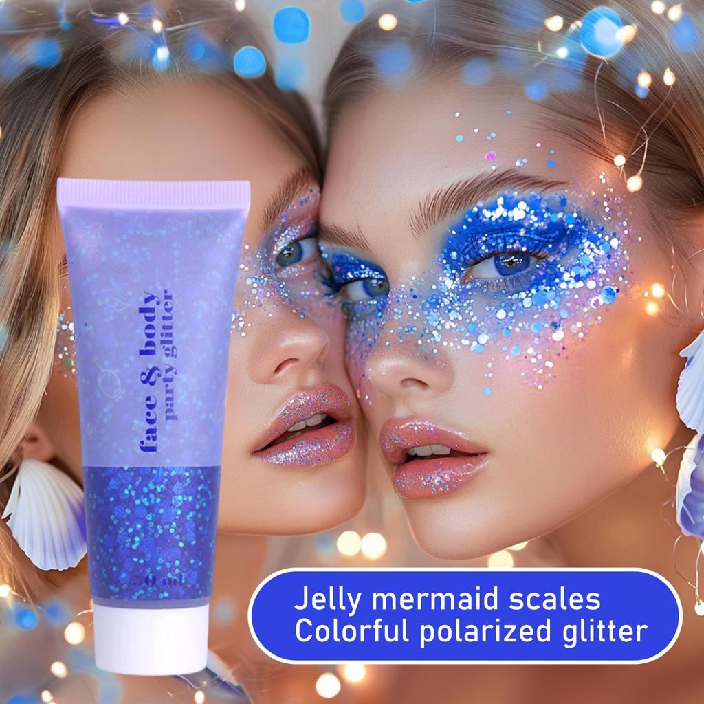 Glitzergel: Meerjungfrauen-Schuppen für Gesicht, Körper und Lippen; Glitter Lidschatten; , Schimmerndes Bühnen-Make-up 0 ml