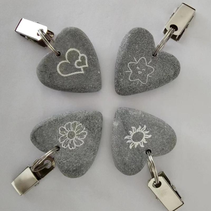 8pcs Heart Tablecloth Weights Marble Stone Heavy Pendants Tablecloth Hangers with Clips for Outdoor Party Picnic Table