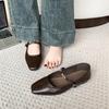 Fashion 2025 New Genuine Shoes Mary Janes Square Toe Low Heels Solid Color Offcie Dress Daily Female Shoes