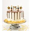 Paper Dreams 75th Birthday Cake Candles Wax/wood Gold 6 Pieces