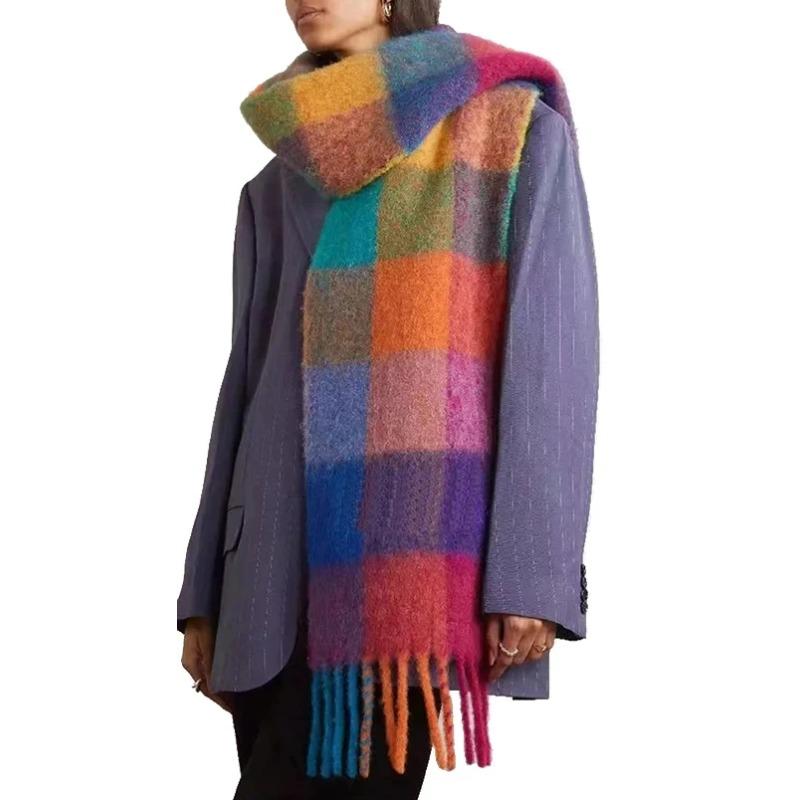 

Новый Мужской Женский Кашемировый Шарф Утолщенный Теплый Плед Красочный Клетчатый Длинные Кисточки Мягкие Шали Накидки на Шею Шарфы 260x35CM