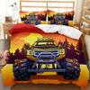 Truck Duvet Cover Set Automobile Blue Monster Pickup Truck Off Road Vehicle Bedding Set For Boys King Size Quilt Cover
