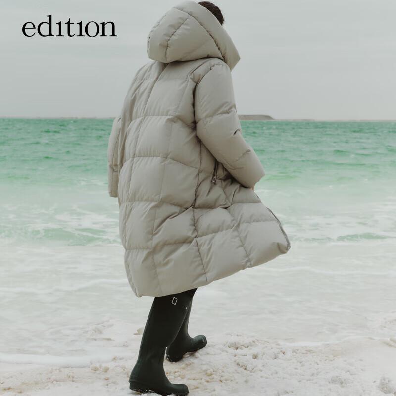 Edition Women's Long Hooded White Goose Down Puffer Jacket