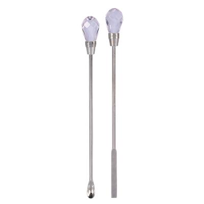 Espátula Colher para Unhas Pó Acrílico Gel Aço Inoxidável Haste para Misturar Stirring Rod Conjunto de Ferramentas para Manicure Rosa