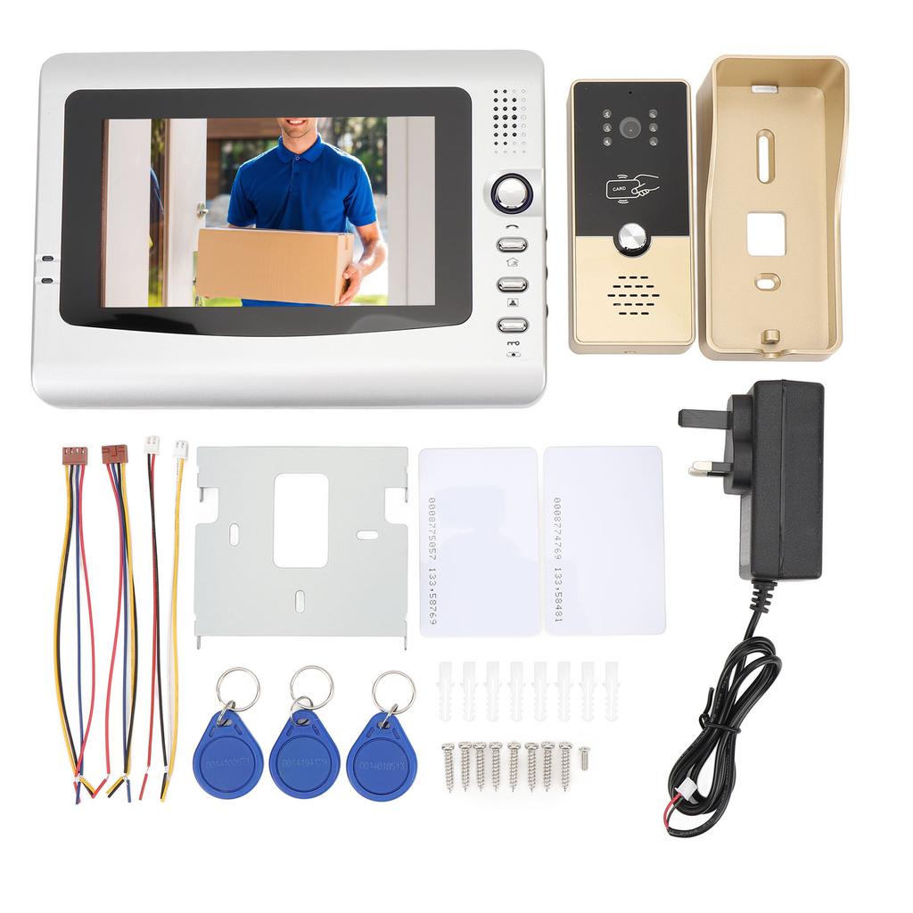 Drátový video interkomový systém 7 palců Video zvonek Dveřní telefonní systém HD kamera Sady pro vilu Dům