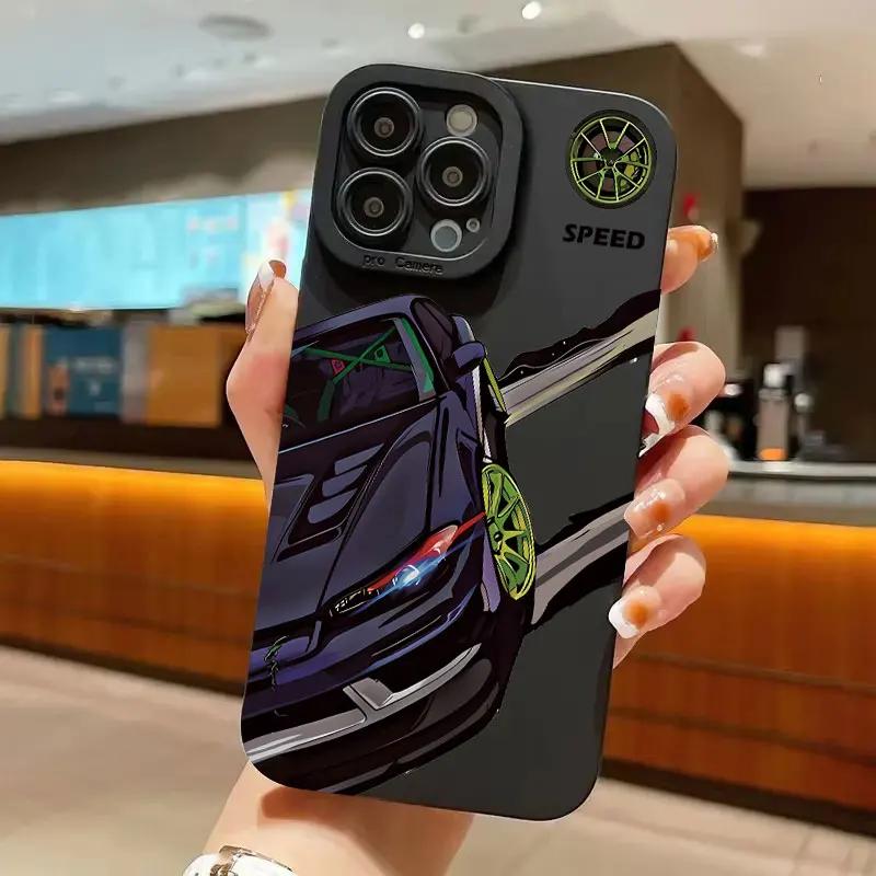 Personalized Fashion Car Pattern Phone Case For IPhone 11 12 13 14 15 16 Pro Max Mini X XS XR Max 7 8 Plus SE Soft SiliconeCover