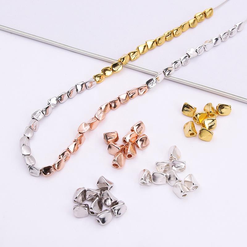 

S925 Sterling Silver Square Loose Spacer Beads for DIY Handmade Jewelry