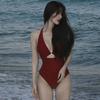 Red swimsuit i small breasts gather pure desire to look thin and cover the meat rose story swimsuit women's 1011 new explosion