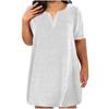 Dámské šaty velké velikosti s výstřihem do V, krátkým rukávem, letní ležérní jednobarevná tunika s kapsou