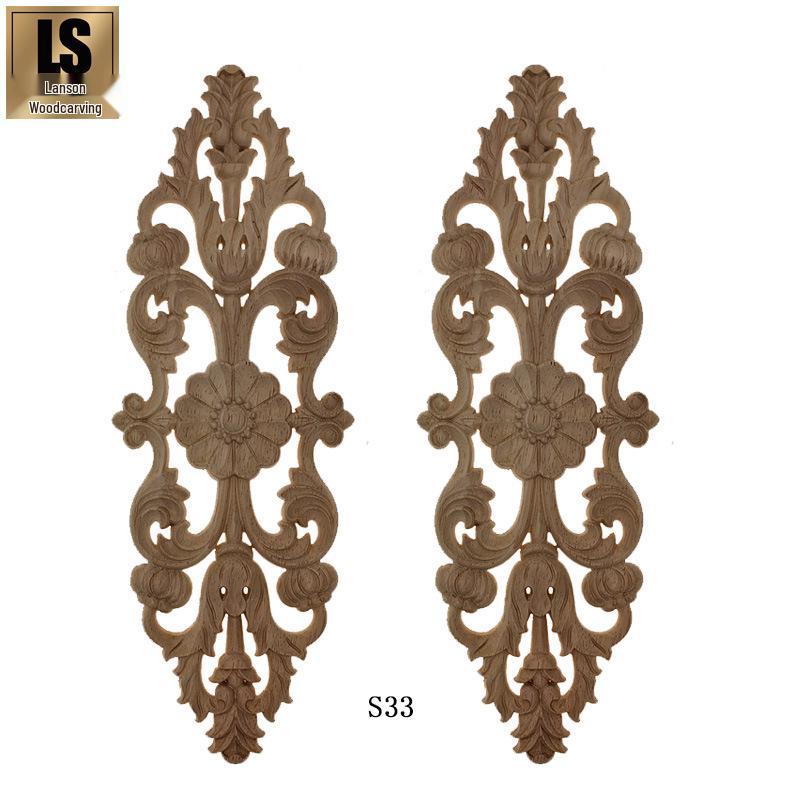 European Style Solid Wood Carved Wall & Door Floral Trim 25x8cm Style S33