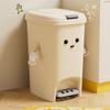 Cute Creative Double Pedal Trash Can for Kitchen and Living Room - Big Capacity and Cream-colored Paper Basket