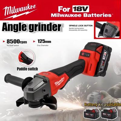 Milwaukee 125mm Cordless  Angle Grinder Brushless Angle Grinder Polishing Cutting Machine No-Lock Paddle Switch Power Tools