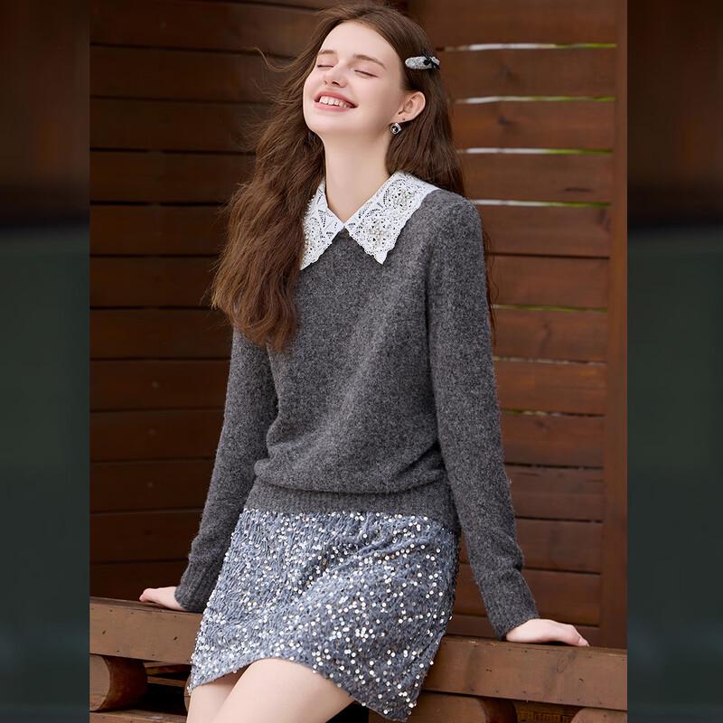 Women's Commuter Lace Trim Knit Sweater Top