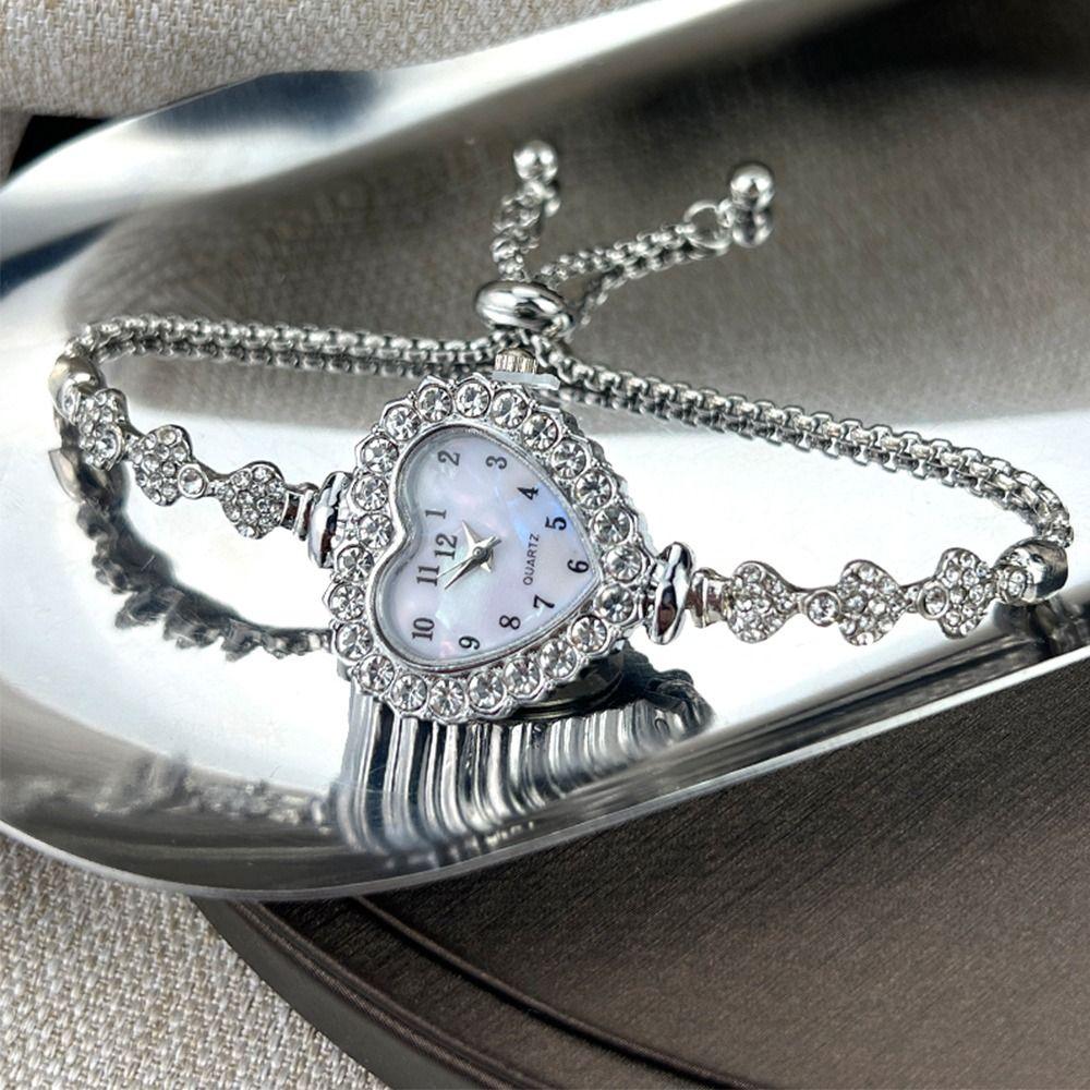 Diamond Studded Watch Strap Heart Shaped Watch Rhinestone Wrist Decoration Women Wristwatch Women