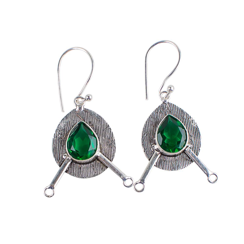 Chrome Diopside Gemstone 925 Sterling Silver Jewelry Handcrafted Earrings 1.86" EE-78-13