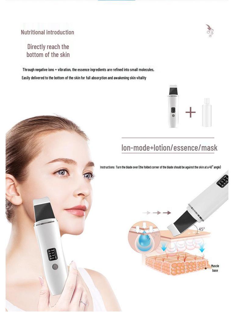 Ultrasonic Facial Skin Scrubber & Blackhead Remover - Home Deep Cleansing Device