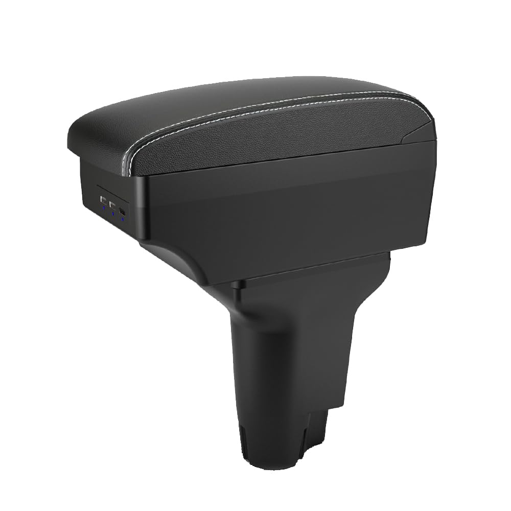 

SAWAKAKI Armrest Center Console Storage Integrated Sliding Custom Interior Parts for Fiat 500 with White Stitching Box, Box, Armrest, Armrest,