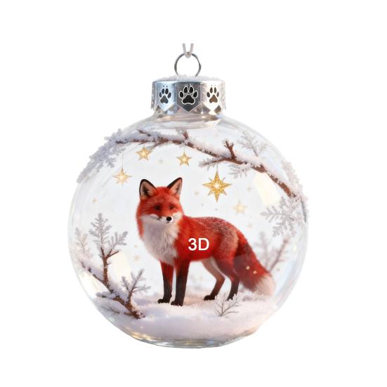 Wildlife Wonders Faux Crystal Ball Ornaments 3D Animal Decor with Fox Squirrel Deer Shatterproof Plastic Christmas Tree Decoration
