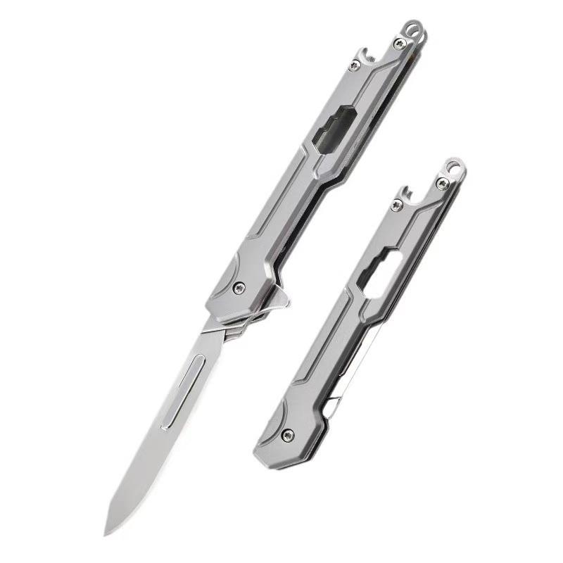 Titanium Alloy Multifunctional Art Knife, Paper Cutting, Portable Disassembly, Express Delivery, Folding Knife, Fruit Keychain