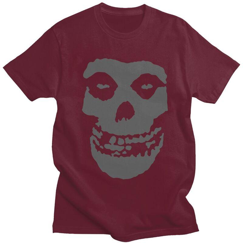 Custom Horror Punk Rock Misfits Skull T Shirt for Men Tshirt Tees Short Sleeve Tshirts Loose Fit