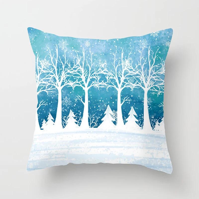 Blauer Schneeflocken Weihnachts-Kissenbezug Heimdeko Ornament Anhänger Geschenk Kissen