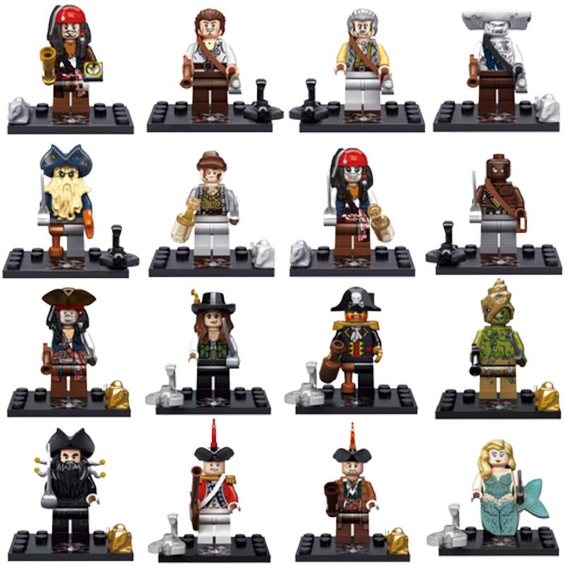 Caribbean Pirates Building Blocks Set 8pcs Minifigures With Mermaids Educational Toy