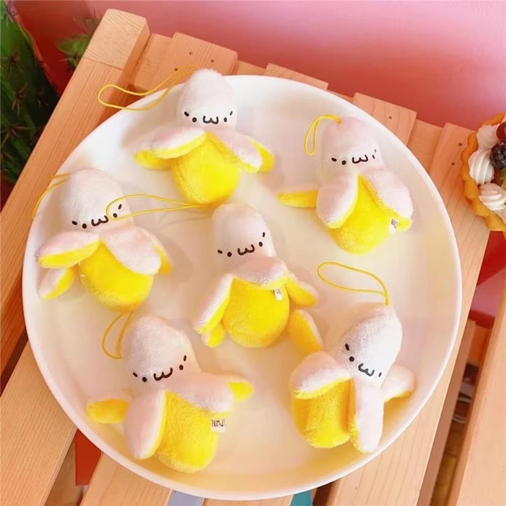 Cartoon 1-10Pcs Plush Banana Keychain On Backpack Hairy Cute Kawaii Banana Pendant For Women Men Kid Toy Doll Key Chain Bag Car