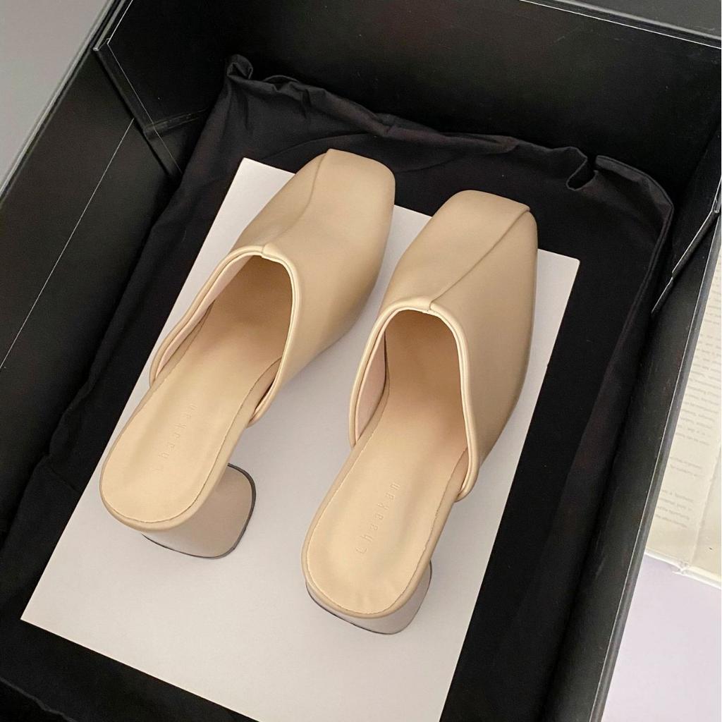 Thick heel women's slippers wish new bag head height increase thin women's shoes 2025 Korean version comfortable foreign trade cool slippers