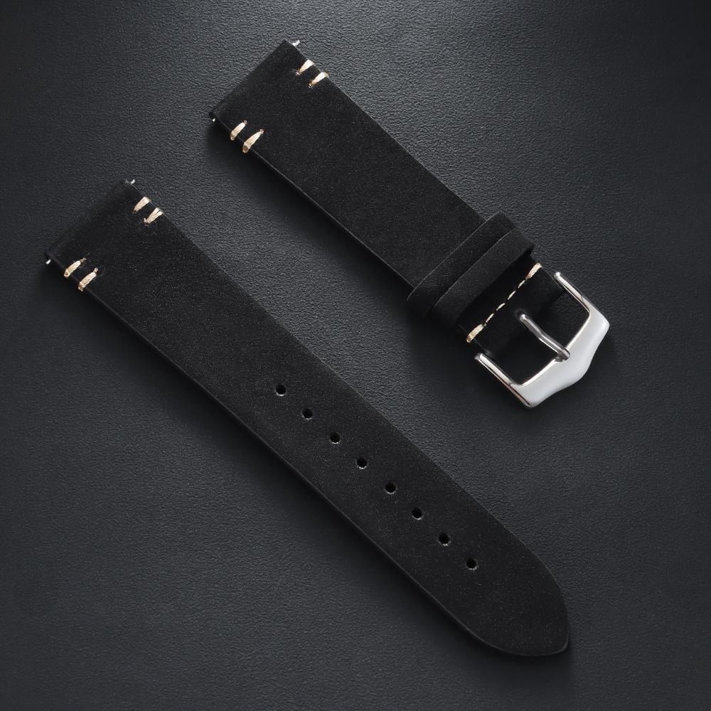 20mm 22mm Quick Release Vintage Matte Soft Suede Leather Strap Brown Watch Bands Calfskin Bracelet Women Men Watch Accessories