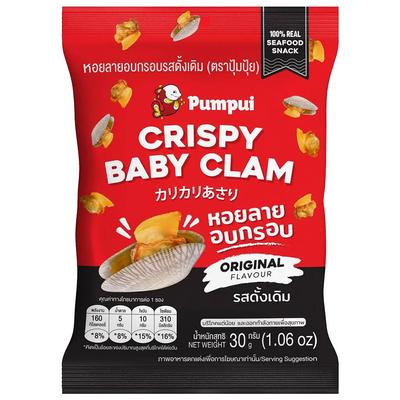 PUMPUI Crispy Baby Clam Originalgeschmack 30 g. x 1 / 3 / 6 Stück - Thailändischer Geschmack, hergestellt in Thailand