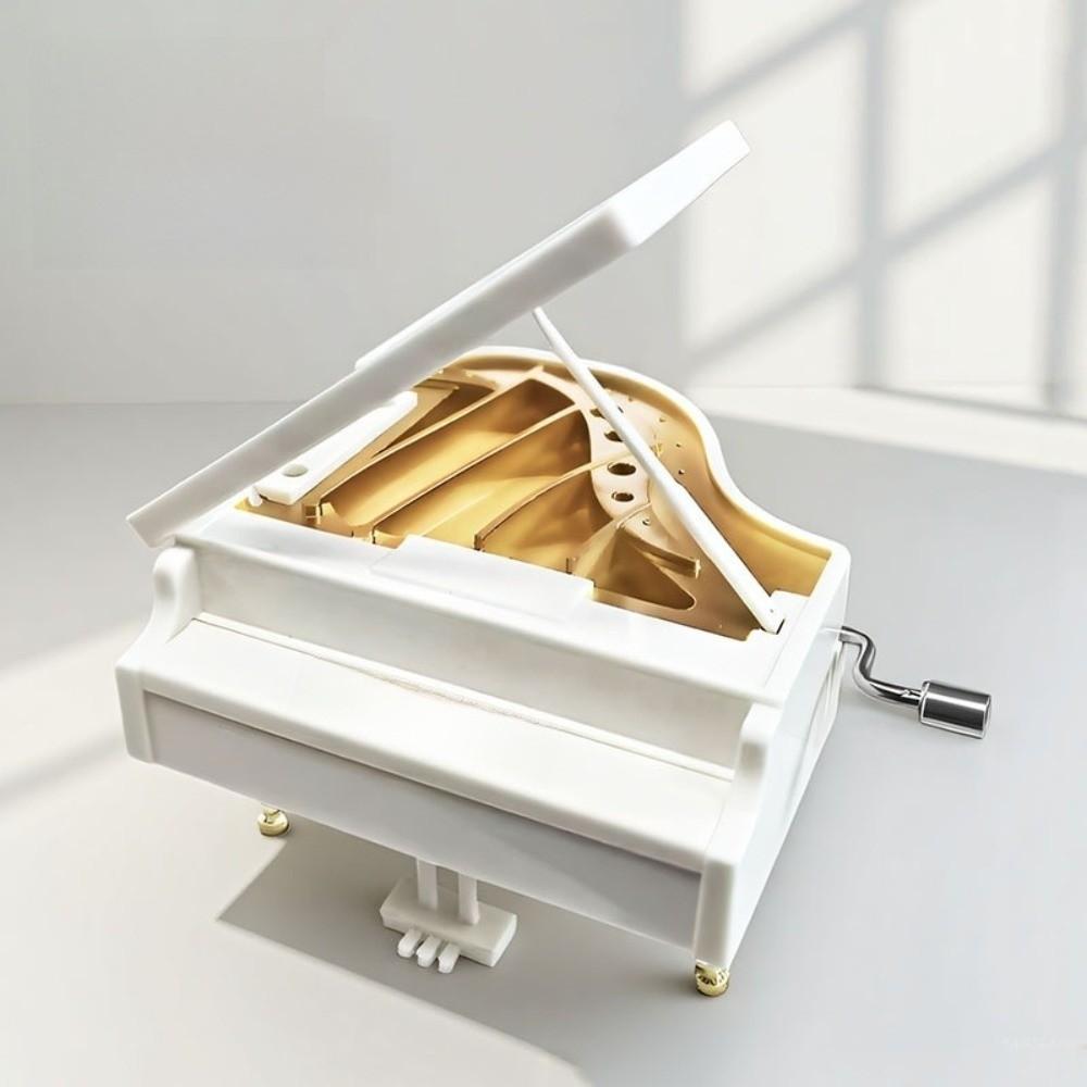 3.74in Grand Piano Music Box Hand-Cranked Mechanism Mini Piano Music Box Home Decor