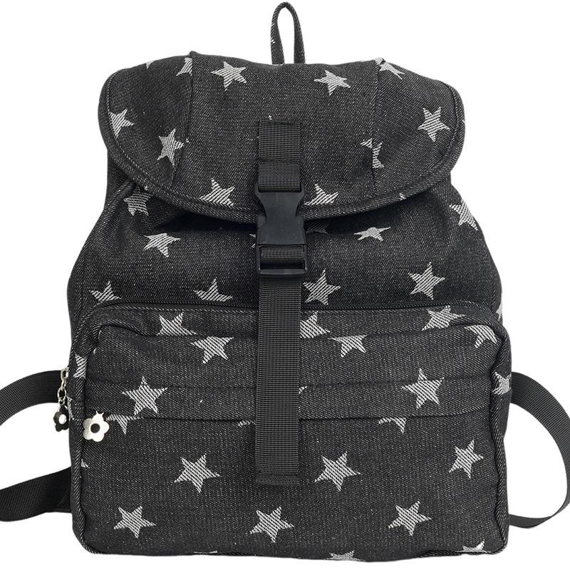 Bags Women'S Niche Polka Dot Stars Backpack Backpack Bucket School Bag Canvas Cotton Casual Slash Shoulder Bag
