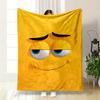 A Smiling Yellow Face with Raised Eyebrows and a Sly, Knowing Expression. for All Seasons Blanket Lunch Break Throw Gift