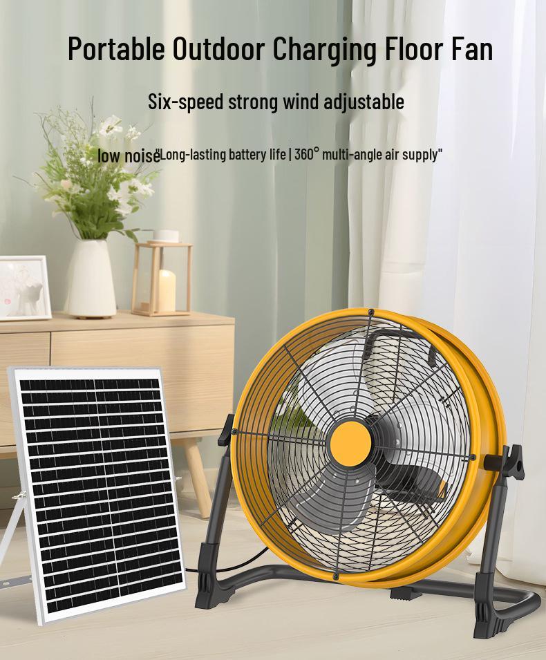 Ventilatore da pavimento solare portatile ad alta potenza per uso esterno