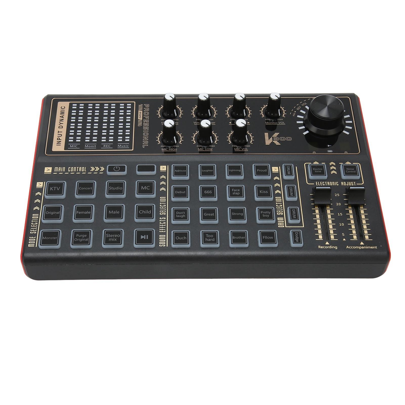 

Sound Mixer Board Colorful Lights Multiple Sound Effects Voice Changer Sound Card for Music Recording Karaoke Singing чёрный