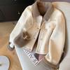 Women's Korean Style Suede Lambswool Leather Fur Jacket: 2025 Autumn/Winter Petite, Loose, Thickened Top