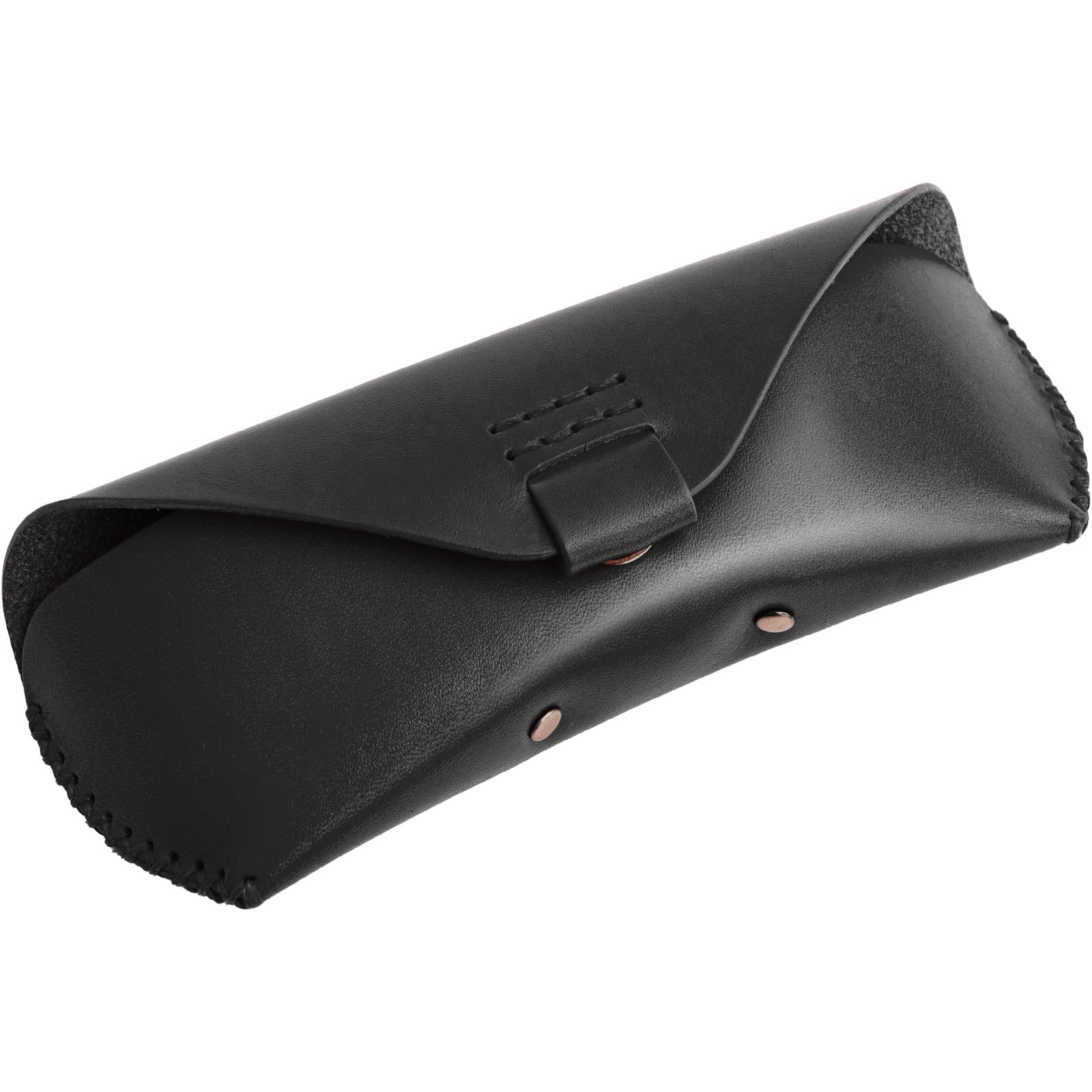 

RafiCaro Натуральная кожа Чехол для очков из итальянской кожи с магнитным черным чехлом, Компактный, На кнопке, Ручной работы, Тонкий, чёрный