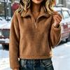 Women's Color Long Sleeve Zip-Up Sweatshirt with Collar for Everyday Wear