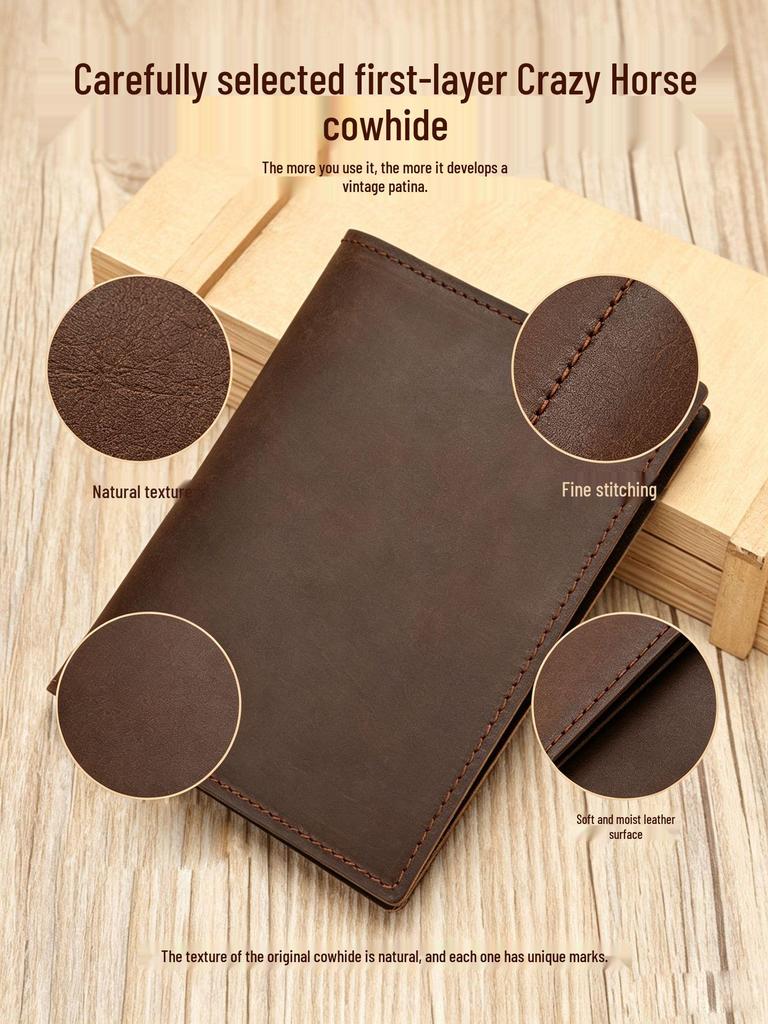 Handmade Cowhide Passport & Card Holder Retro Creative Cover