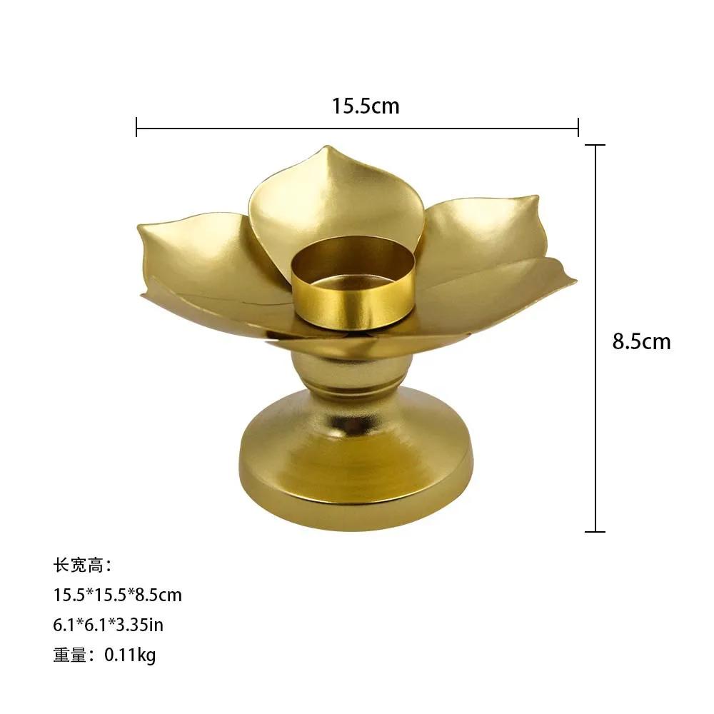 Creative Home Decor Metal Lotus Candlestick Aromatherapy Candle Stand Candle Tray Candle Cup Personalized Ornament Handicraft