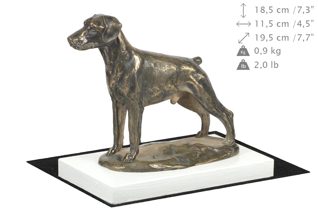 Dobermann, Doberman Pinscher, Dobie II - dog figurine, figure on a white base, trophy for Art-Dog dog show exhibition