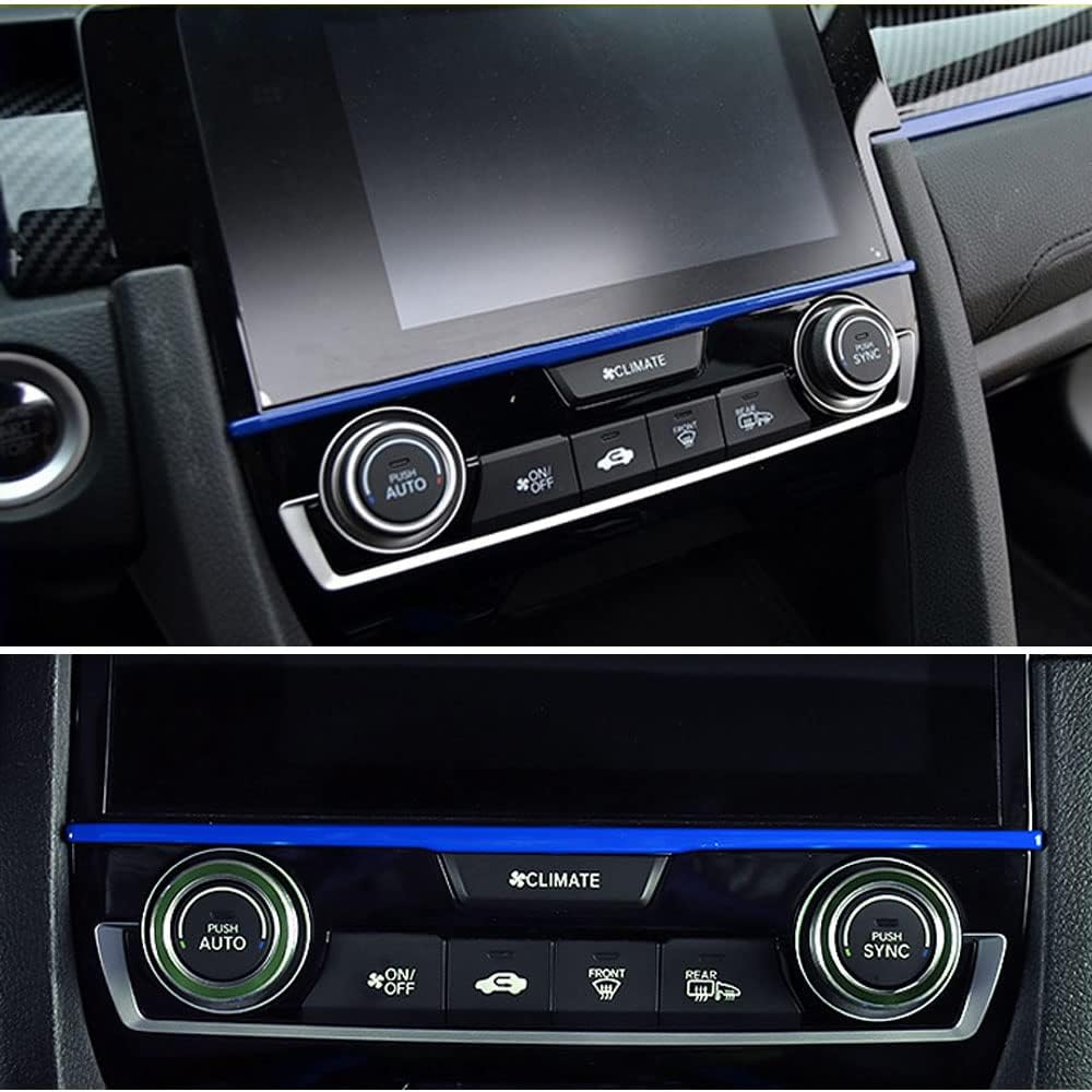 Rifoda for Honda 10th Gen Civic 2016 2017 2018 2019 2020 ABS Carbon Fiber Grain Console Center Dashboard Cover and Gear Box and Steering Wheel Trims