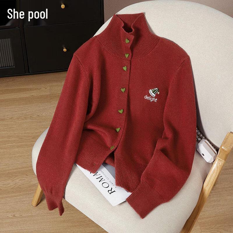 

Tachie Women s High-Neck Embroidered Knit Top M