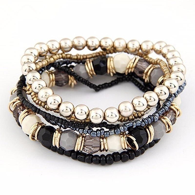 2018  Fashion Jewelry Bohemian Multilayer Beads Bracelets & Bangles for Women Elastic Strand Bracelets Woman
