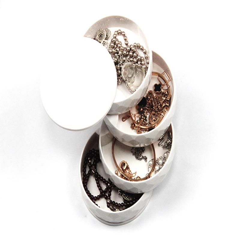 Rotatable Jewelry Organizer Box Earring Holder ABS+Acrylic Storage Tray