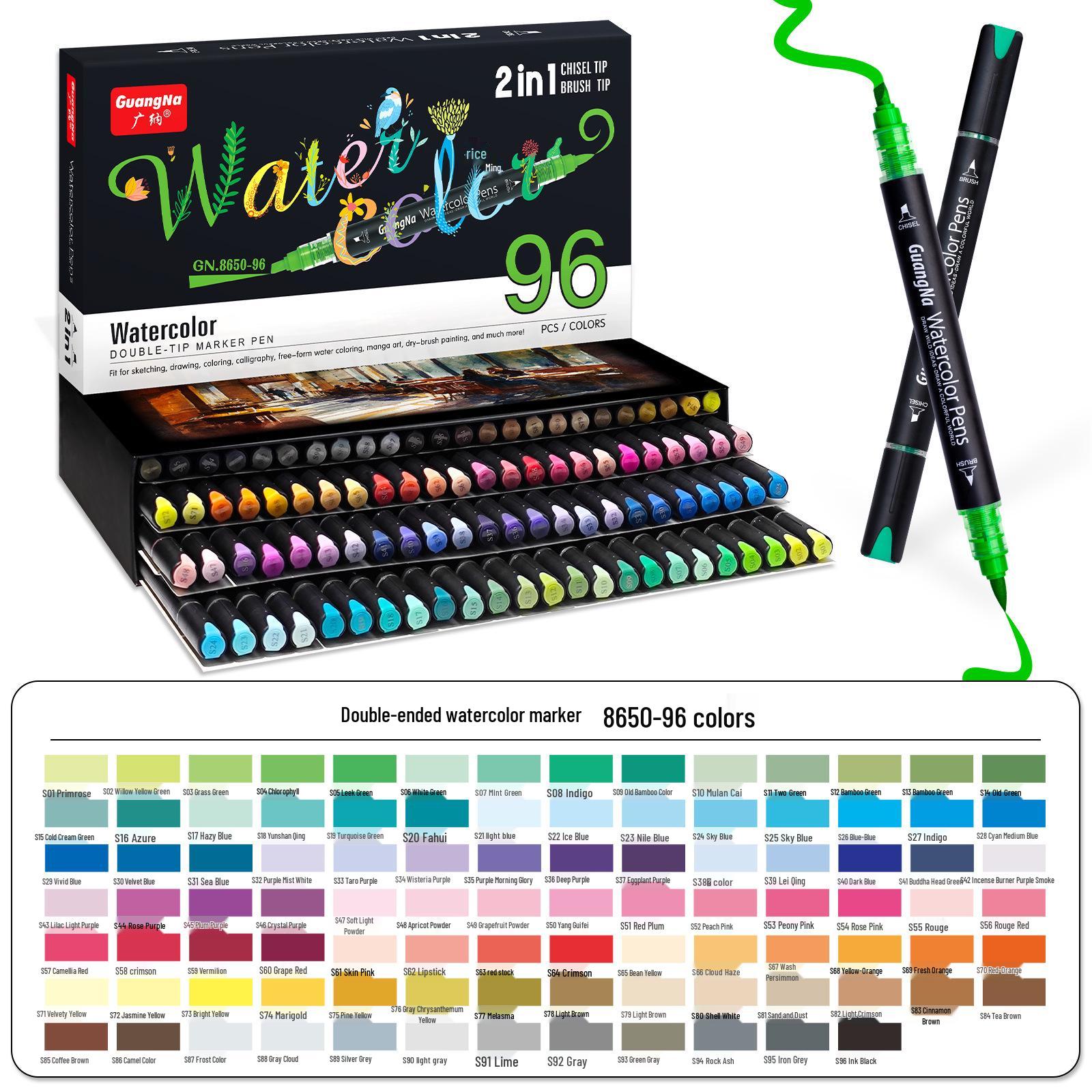 

Guangna 8650 Double-Ended Waterproof Acrylic Markers - Soft & Angled Tips for DIY Graffiti & Watercolor Art.