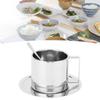 Kaffeetasse Edelstahl Doppelschicht Isolierung Milchbecher mit Löffel Untertasse Haushalt(Silber 180ML)