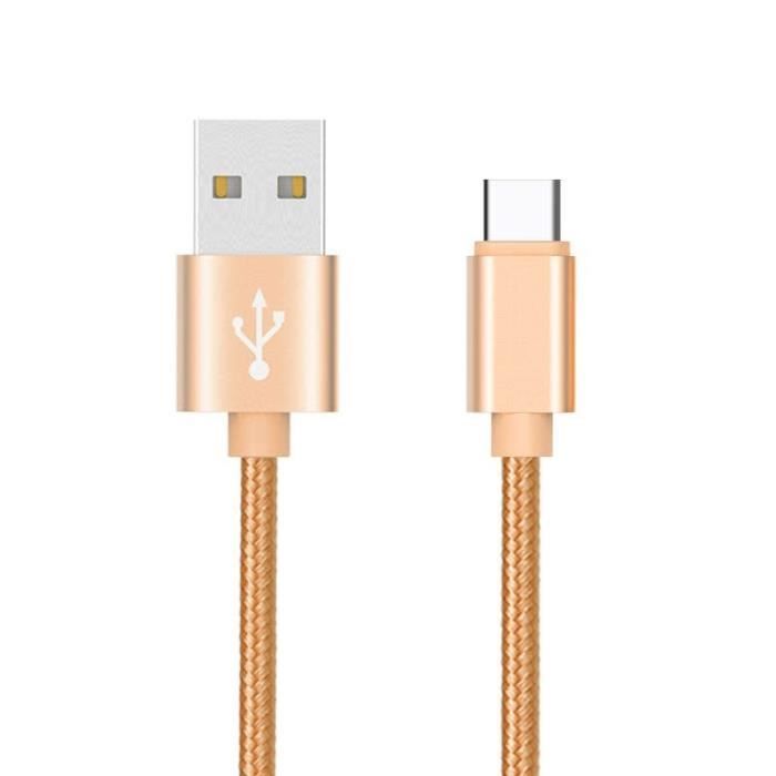 Geflochtenes Typ-C-Kabel für LeEco Le 1s Eco USB-Ladegerät 1m Reversibler Stecker Synchronisation Nylon (ODER)